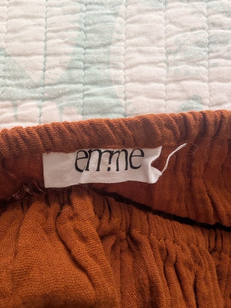 Emme Mama Eliza Maternity Dress Cinnamon Brown Cotton Gauze Size M — image 8 of 8